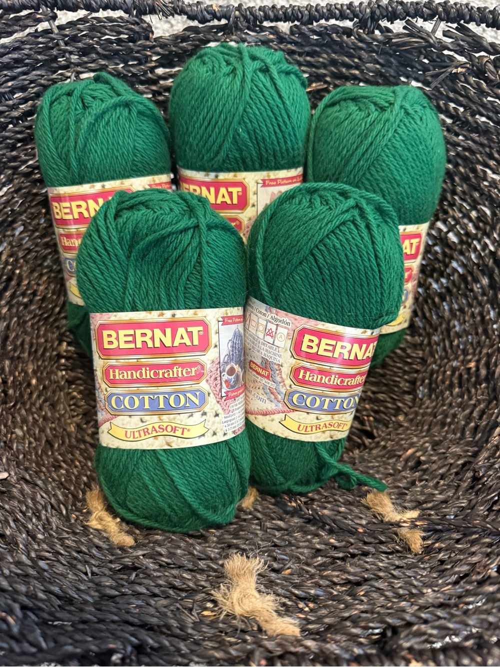 Bernat Handicrafter Cotton Yarn - Forest Green (5 Skeins)